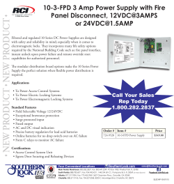 10-3-FPD 3 Amp Power Supply with Fire Panel Disconnect, 12VDC