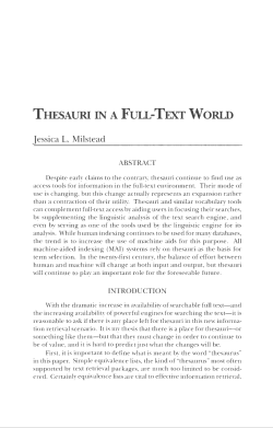 THEsAURI IN A FULL-TEXT WoRLD