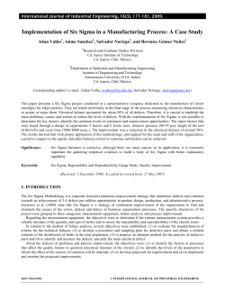 Implementation of Six Sigma in a Manufacturing Process: A Case
