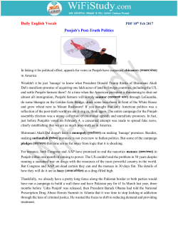 Daily English Vocab Punjab`s Post-Truth Politics