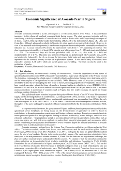 Economic Significance of Avocado Pear in Nigeria