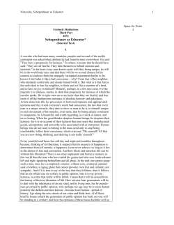 Schopenhauer as Educator - College of Liberal Arts