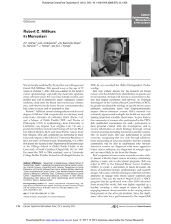 Robert C. Millikan: In Memoriam - Cancer Epidemiology, Biomarkers