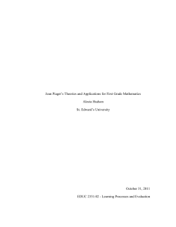 Jean Piaget`s Theories and Applications for First Grade Mathematics