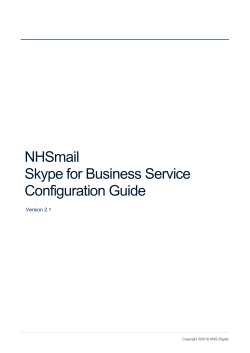 NHSmail Skype for Business Service Configuration Guide
