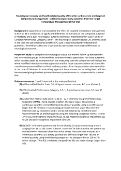 Neurological recovery and health related quality of life after cardiac