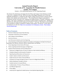 Annual Security Report University of St. Augustine for Health