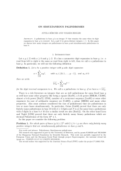 ON SIMULTANEOUS PALINDROMES 1. Introduction Let a, g &isin; Z