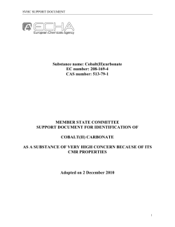Substance name: Cobalt(II)carbonate EC number: 208-169