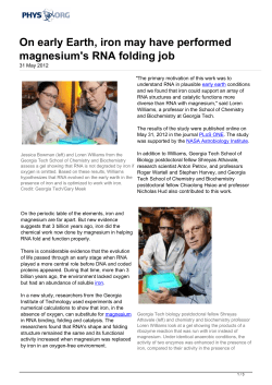 On early Earth, iron may have performed magnesium`s RNA folding