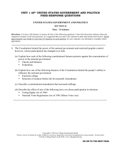 UNIT 1 AP&reg; UNITED STATES GOVERNMENT AND POLITICS
