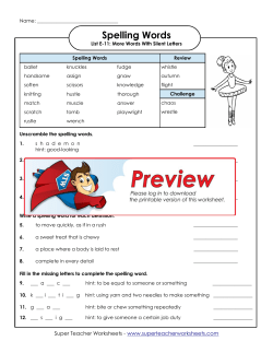Spelling Words - Super Teacher Worksheets