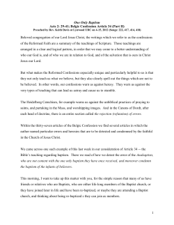 One Only Baptism - Lynwood United Reformed Church