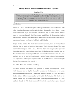 Sharing Maritime Boundary with India: Sri Lankan Experience