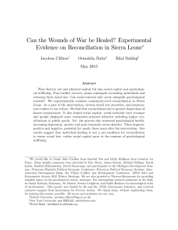 Can the Wounds of War be Healed? Experimental Evidence on