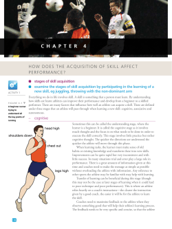 Chapter 4 - How does the acquisition of skill affect performance?