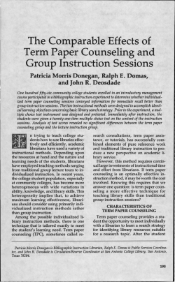 The Comparable Effects of Term Paper Counseling and Group
