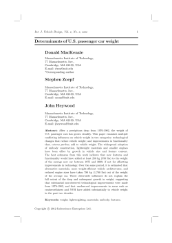 Determinants of US passenger car weight Donald MacKenzie