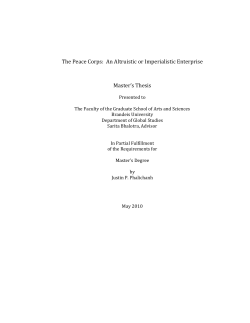 The Peace Corps: An Altruistic or Imperialistic Enterprise Master`s