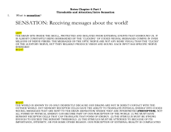 SENSATION: Receiving messages about the world!