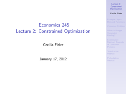 Economics 245 Lecture 2: Constrained Optimization