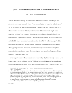 Queer Futurity and Utopian Socialism in the First International*