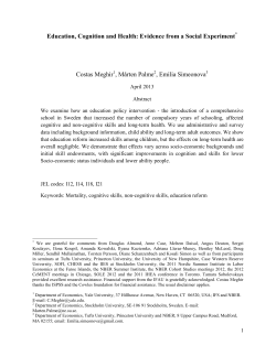 Education, Cognition and Health: Evidence from a Social