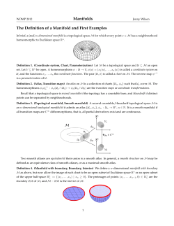 Manifolds The Definition of a Manifold and First Examples