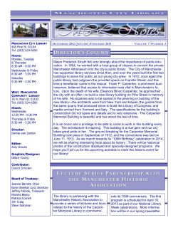 mclnotes WINTER 2012-13 - Manchester City Library