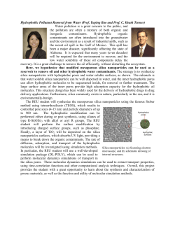 Hydrophobic Pollutant Removal from Water (Prof. Yuping Bao and