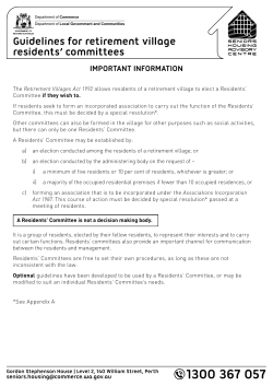 Guidelines for retirement village residents committees