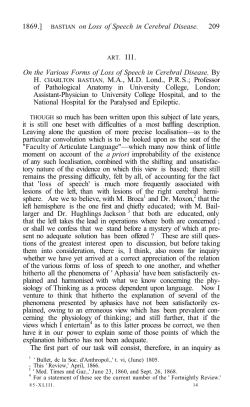1869.] BASTIAN on Loss of Speech in Cerebral Disease. 209 On the