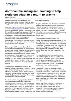 Astronaut balancing act: Training to help explorers adapt