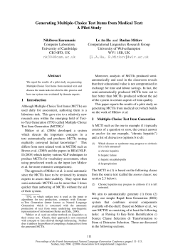 Generating Multiple-Choice Test Items from Medical Text: A Pilot Study