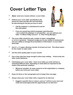 Cover Letter Tips - Massasoit Community College