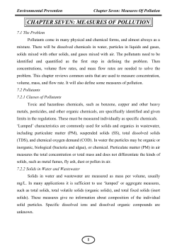 CHAPTER SEVEN: MEASURES OF POLLUTION