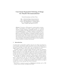 Case-based Sequential Ordering of Songs for Playlist