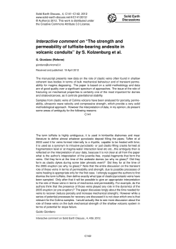 Interactive comment on &ldquo;The strength and permeability of tuffisite