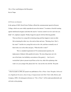 This is Water and Religious Self-Deception Kevin Timpe In the