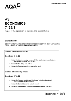 AS Economics Specimen insert Paper 1: Specimen insert