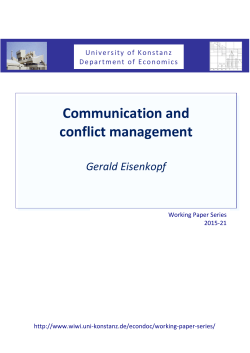Communication and conflict management Gerald Eisenkopf