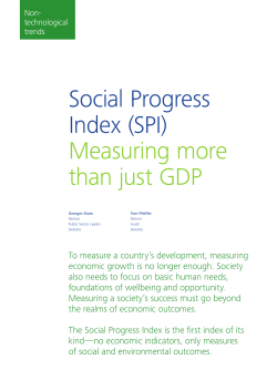 Social Progress Index (SPI) Measuring more than just GDP