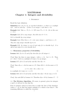MATH10040 Chapter 1: Integers and divisibility