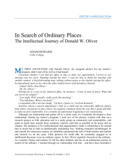 In Search of Ordinary Places - Journal of Curriculum Theorizing
