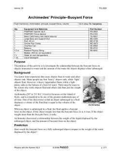 Archimedes` Principle&ndash;Buoyant Force