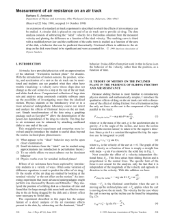 Measurement of air resistance on an air track