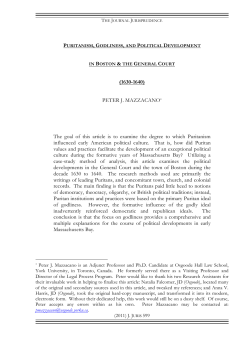Puritanism, Godliness, and Political