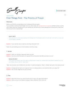 The Priority of Prayer