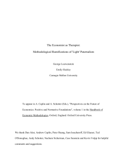 The Economist as Therapist: Methodological Ramifications of `Light