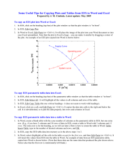 Some Useful Tips for Copying Plots and Tables from EES to Word